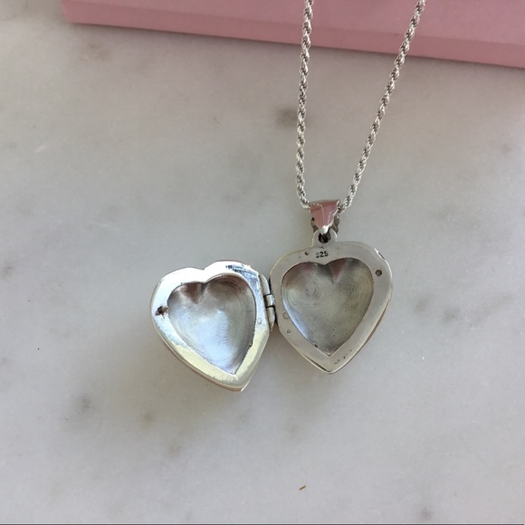 Sterling Silver Puffed Heart Locket Necklace - Picture 6 of 16